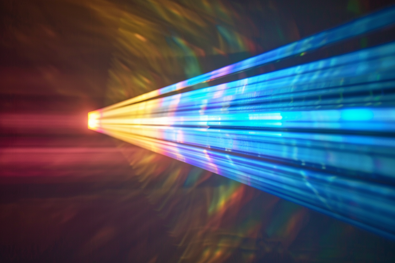 The Visible Light Spectrum With Highlighted Wavelengths For Blue, White, And Amber Light, Illustrating The Scattering Effect.