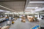 High Bay Led Lights Illuminating A Vast Warehouse Space